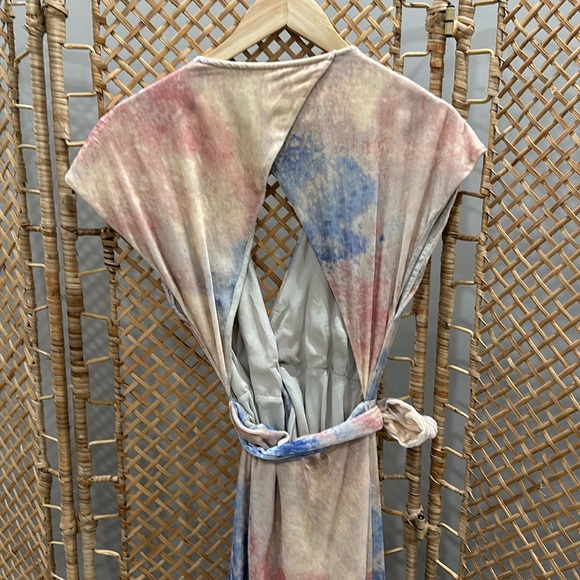 Free People Maxi Wrap Dress Velvet. pink and blue size M - Picture 4 of 4